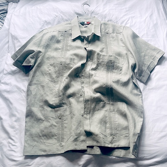 Vintage Beautiful Light Green Linen Button Down | X-Large | Never Worn—like new - Picture 1 of 3